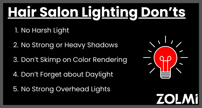 Hair salon lighting don'ts