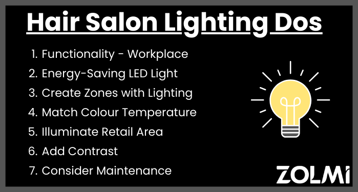 Hair salon lighting dos