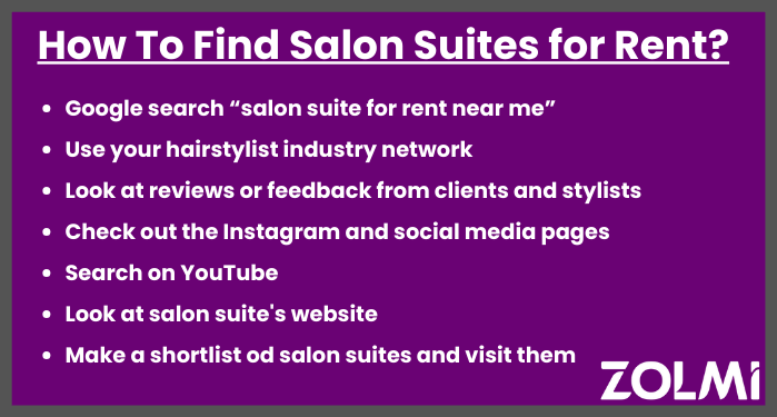 how find salon suite for rent