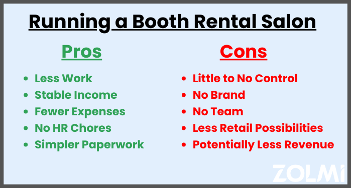 Pros and Cons of running a booth rental salon