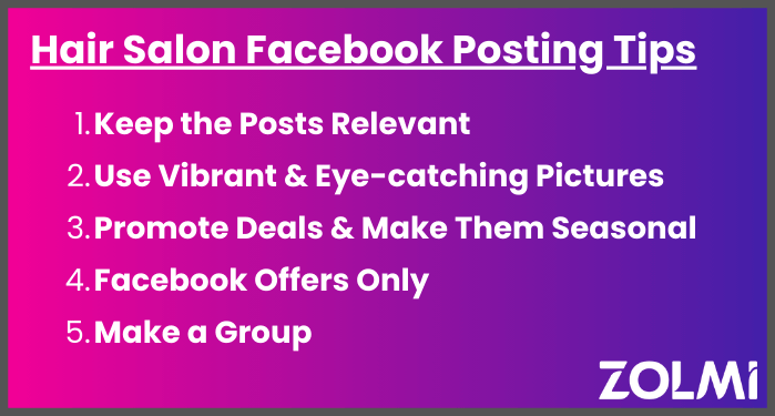 salon facebook posting tips