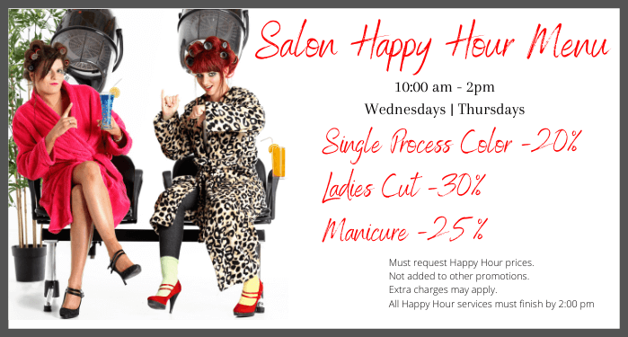 Salon happy hour ideas