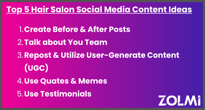 Salon social media content ideas