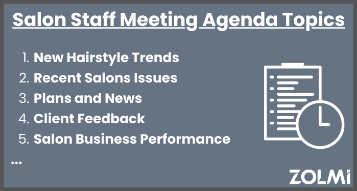 Salon staff meeting agenda topics