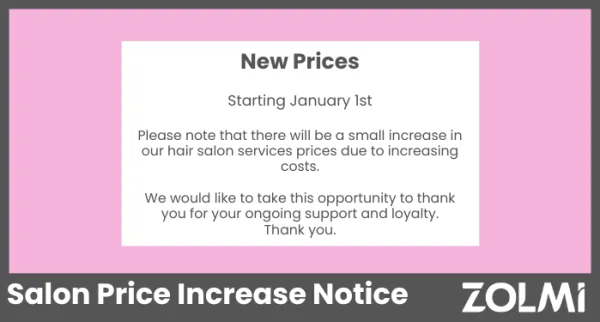Salon Price Increase Notice 2025: How to Inform Clients Without Losing Them