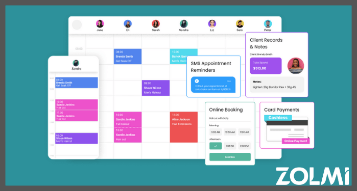 Zolmi salon software booksy alternative